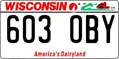WI license plate 603OBY