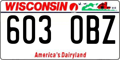 WI license plate 603OBZ