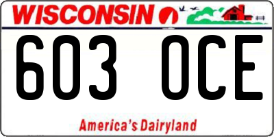 WI license plate 603OCE