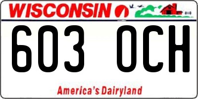 WI license plate 603OCH