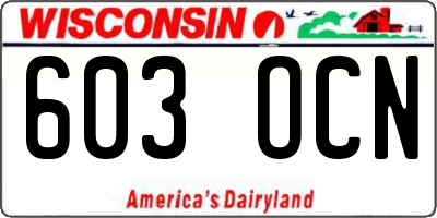 WI license plate 603OCN