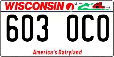 WI license plate 603OCO