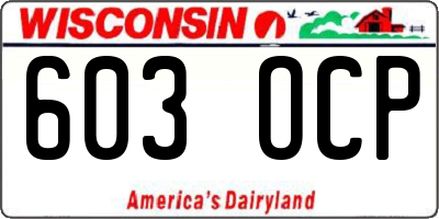 WI license plate 603OCP