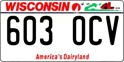 WI license plate 603OCV