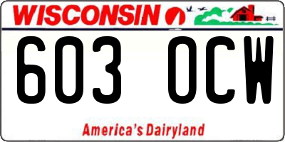WI license plate 603OCW