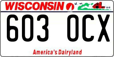 WI license plate 603OCX