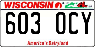 WI license plate 603OCY
