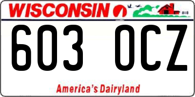 WI license plate 603OCZ