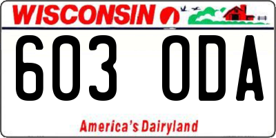 WI license plate 603ODA