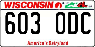 WI license plate 603ODC