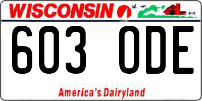 WI license plate 603ODE