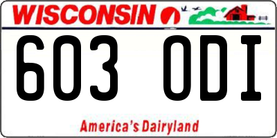 WI license plate 603ODI