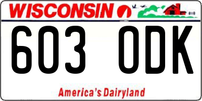 WI license plate 603ODK