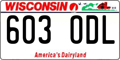 WI license plate 603ODL