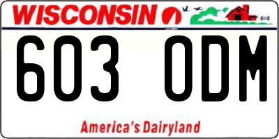 WI license plate 603ODM