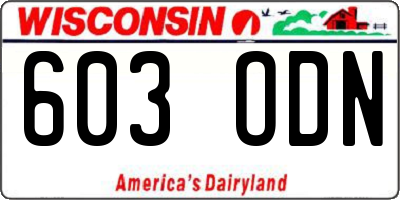 WI license plate 603ODN