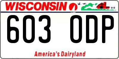 WI license plate 603ODP