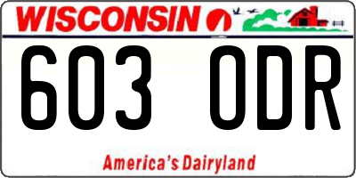 WI license plate 603ODR