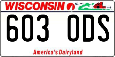 WI license plate 603ODS