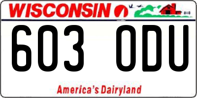 WI license plate 603ODU