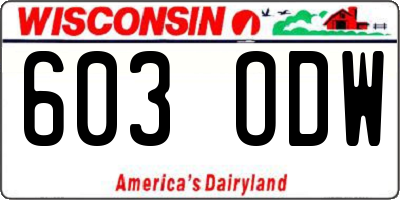 WI license plate 603ODW