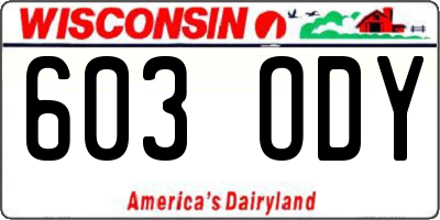 WI license plate 603ODY