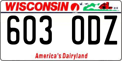 WI license plate 603ODZ