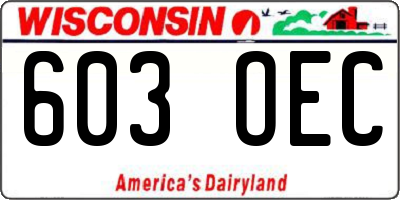 WI license plate 603OEC