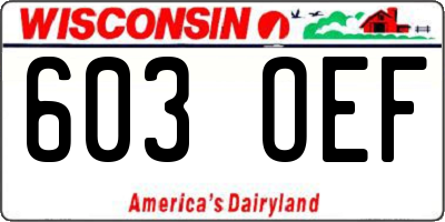 WI license plate 603OEF