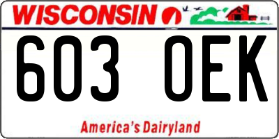 WI license plate 603OEK
