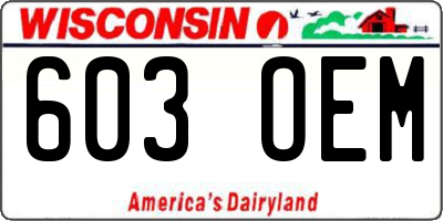 WI license plate 603OEM