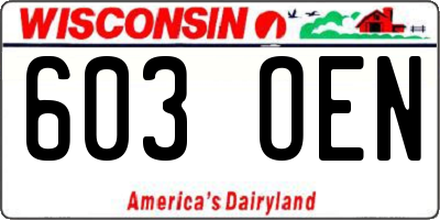 WI license plate 603OEN