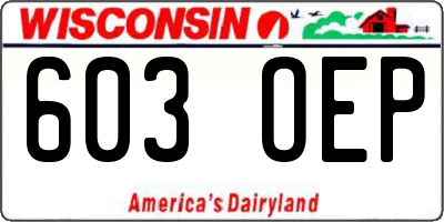 WI license plate 603OEP