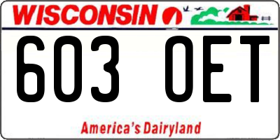 WI license plate 603OET