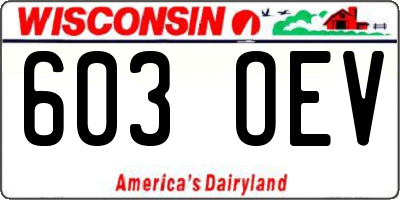 WI license plate 603OEV