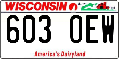 WI license plate 603OEW
