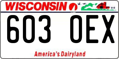 WI license plate 603OEX
