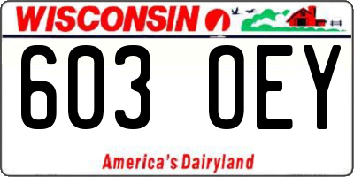 WI license plate 603OEY