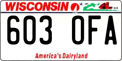 WI license plate 603OFA