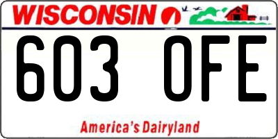 WI license plate 603OFE