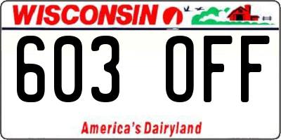 WI license plate 603OFF