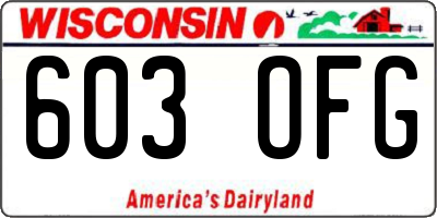 WI license plate 603OFG