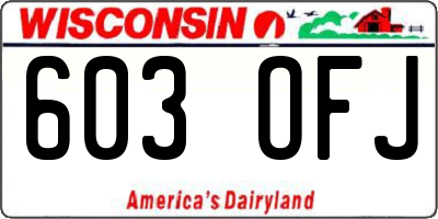 WI license plate 603OFJ