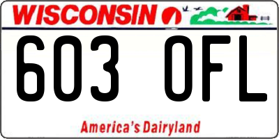 WI license plate 603OFL