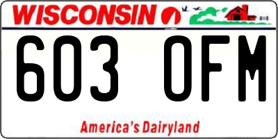 WI license plate 603OFM
