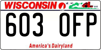 WI license plate 603OFP