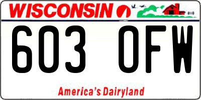 WI license plate 603OFW