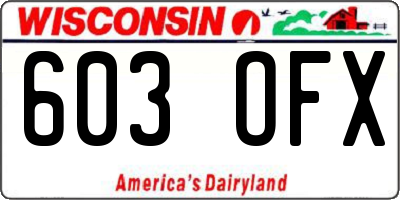 WI license plate 603OFX