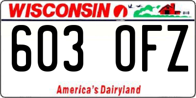 WI license plate 603OFZ