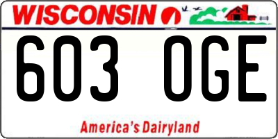 WI license plate 603OGE